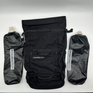Evolved Motion Black Roll Top Rucking Backpack w/ 2 Water Bladders 30L Bag READ